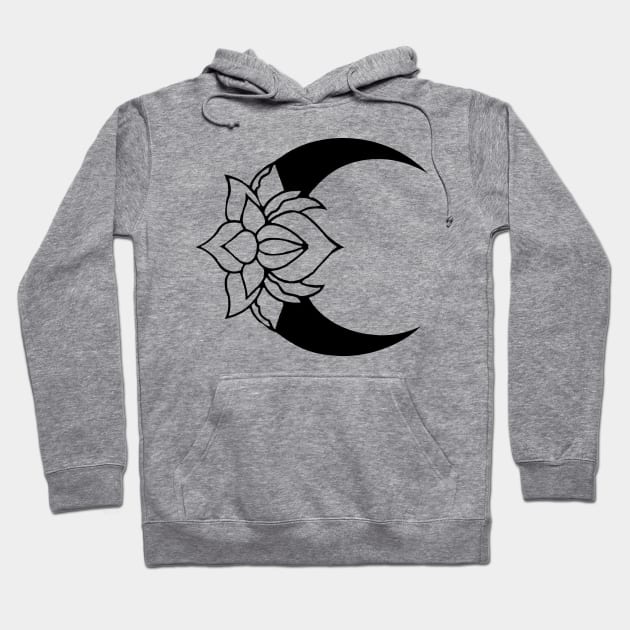 Lotus Moon (Black) Hoodie by TheCoatesCloset